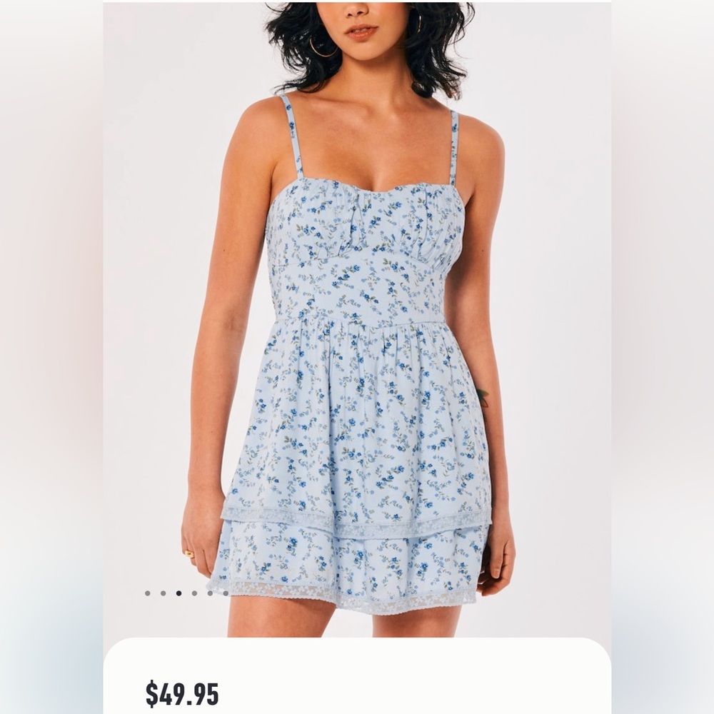 Hollister White and Blue Floral Mini Dress